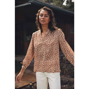 Trovata Bailey Long Sleeve Boho Blouse, Sepia Floral M $258
